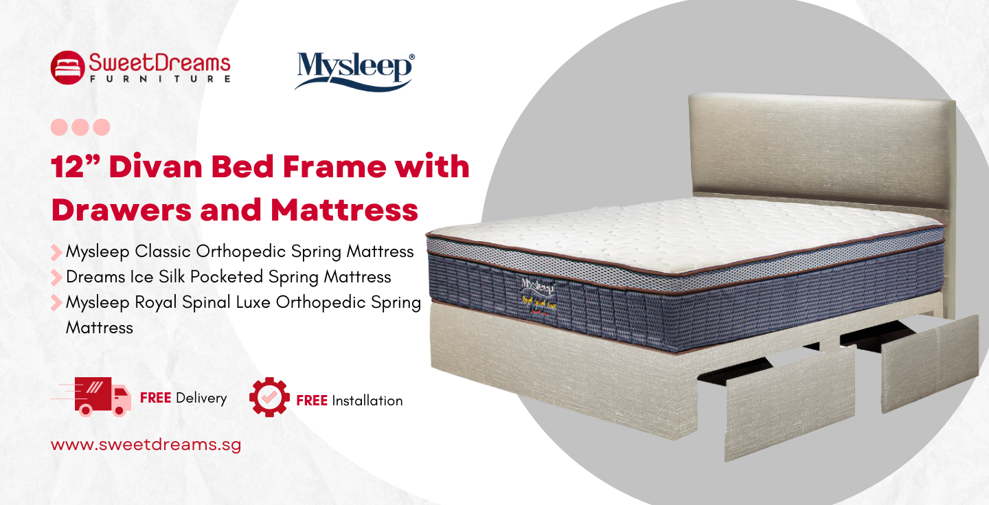 12” Divan Bed Frame with Drawers and Mattress